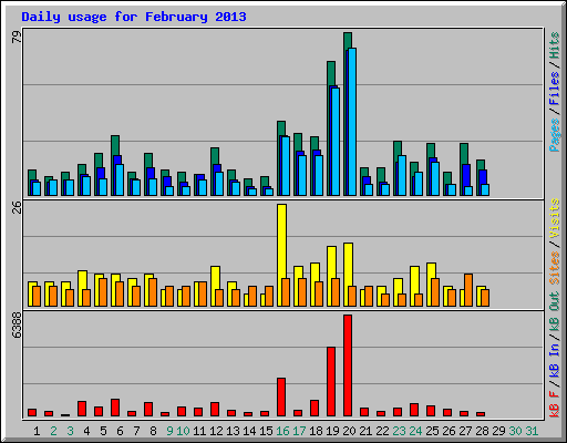 Daily usage for February 2013