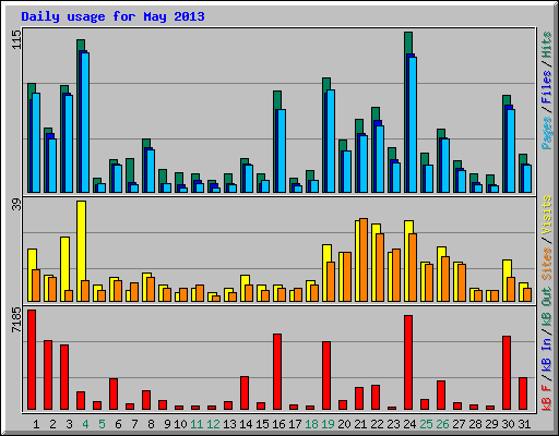 Daily usage for May 2013