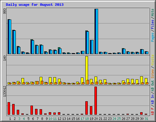 Daily usage for August 2013