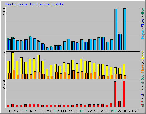 Daily usage for February 2017