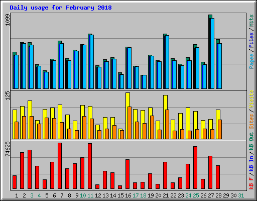 Daily usage for February 2018