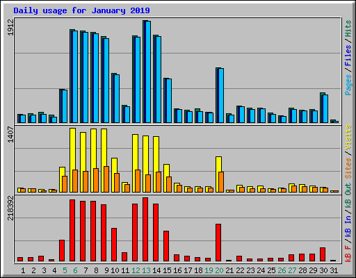 Daily usage for January 2019
