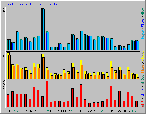 Daily usage for March 2019