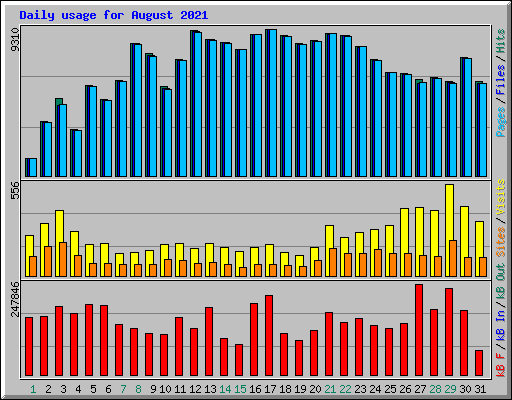 Daily usage for August 2021