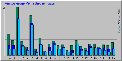 Hourly usage for February 2013