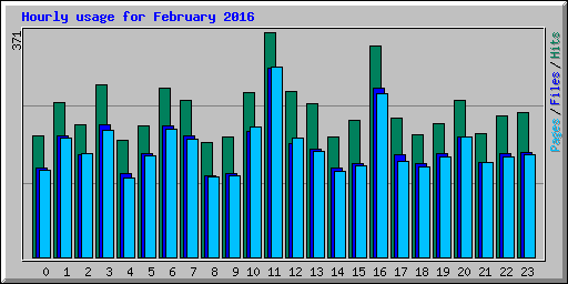 Hourly usage for February 2016