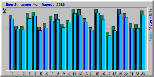 Hourly usage for August 2016